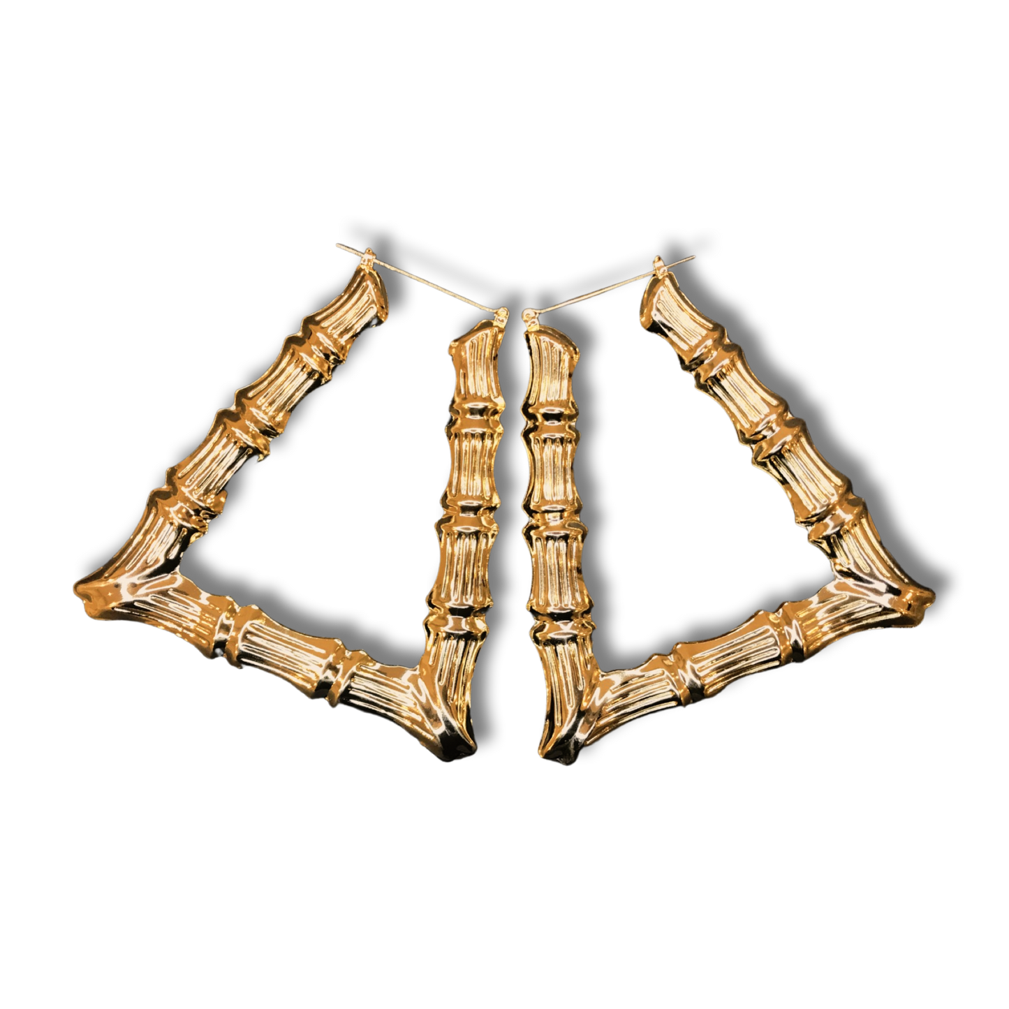 BAMBOO HOOP TRIANGLE EARRINGS