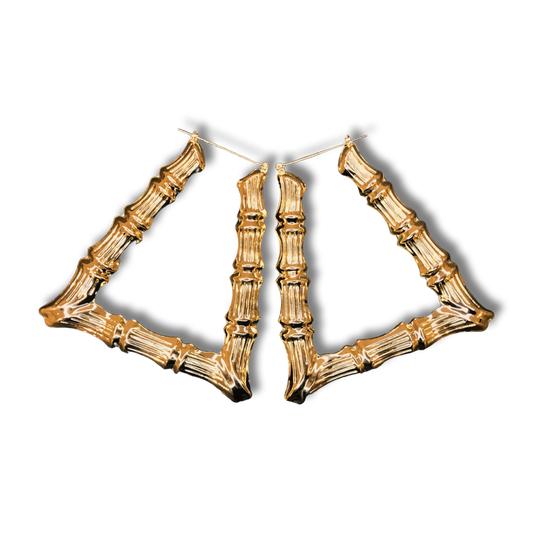 BAMBOO HOOP TRIANGLE EARRINGS